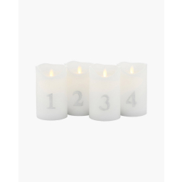 Adventné LED sviečky Sara White Silver - set 4 ks