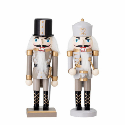 Drevená dekorácia Nutcracker Grey Gold - set 2 ks