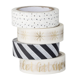 Vianočné washi pásky White and Gold – set 4 ks