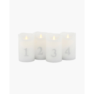 Adventné LED sviečky Sara White Silver - set 4 ks                    