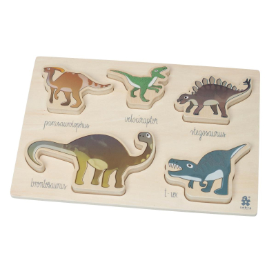 Detské drevené puzzle Dino                    