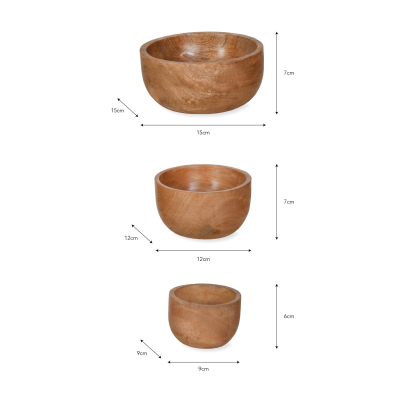                             Sada drevených misiek Midford Mango Wood - 3 ks                        